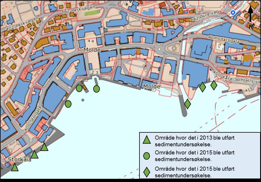 Tidligere undersøkelser og lokale kilder til forurensning Norconsult har gjennomført sedimentundersøkelser både øst og vest for tiltaksområdet i forbindelse med tidligere tiltak i sediment (Figur 2).