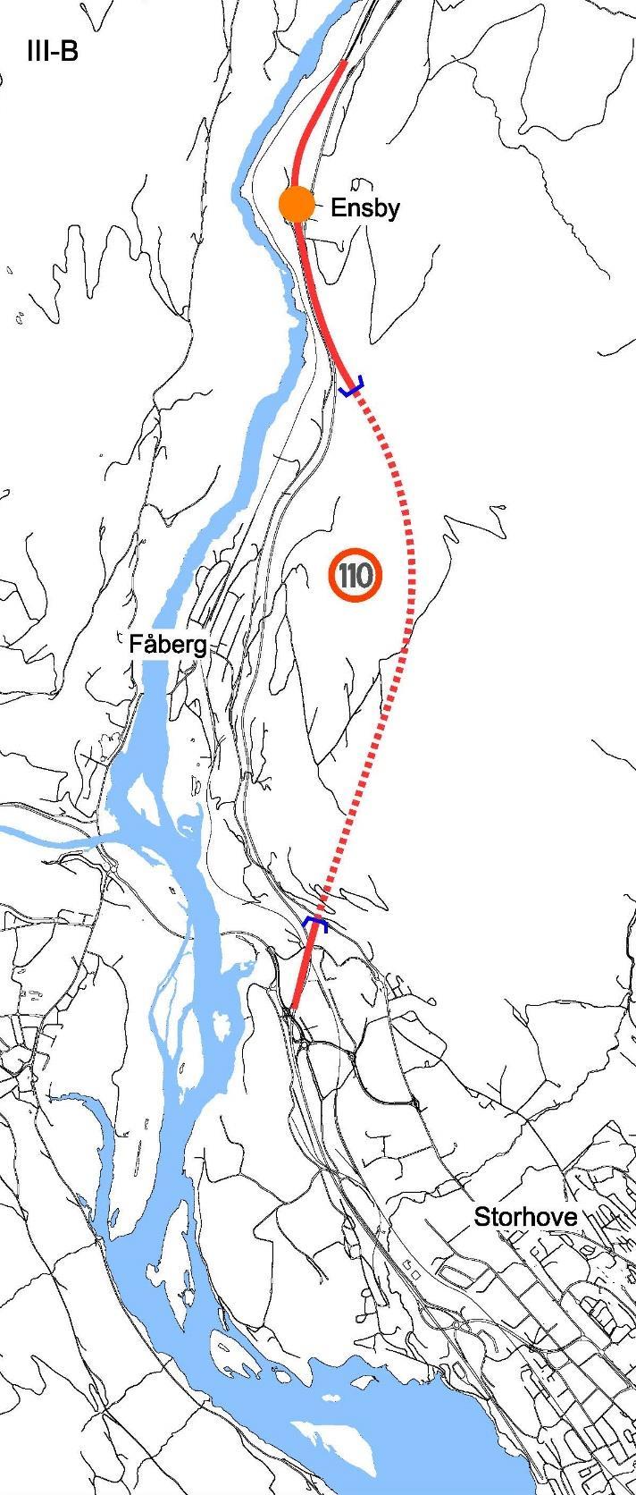 66 5.10 Delstrekning III, alternativ III-B Alternativ III-B innebærer etablering av toløps tunnel mellom Storhove og Isakstuen med lengde ca 3,6 km.
