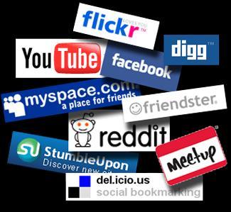 Sosiale medier Facebook, Twitter, LinkedIn, Youtube, MySpace etc.