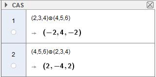Regneregler for vektorprodukt Når vi multipliserer tall, og når vi regner ut skalarproduktet av vektorer, er «faktorenes orden likegyldig». For eksempel er 23326. Den kommutative lov gjelder.