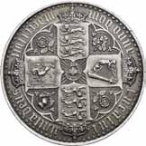 Utenlandske mynter 1117 Victoria, Gothic crown 1847. Renset/cleaned KM.744 S.3883 01 10 000 Ex.