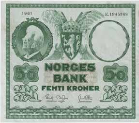 E2678502 1+ 1 000 70 50 kroner 1963. E3405308 1+ 900 71 50 kroner 1963.