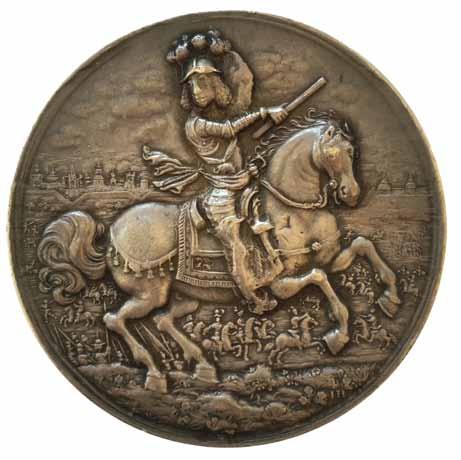Medaljer, merker, polletter, litteratur 214 200% 214* Christian V, Inntoget i Wismar 1675. Hercules. Sølv. 55 mm Galster 101 1+/01 25 000 Ex.