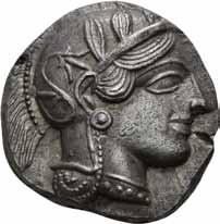 Antikke mynter 525 200% 525 ATTICA, Athen, 449-404 f.kr., tetradrachme (17,16 g). Hode av Athene mot høyre/ugle stående mot høyre S.