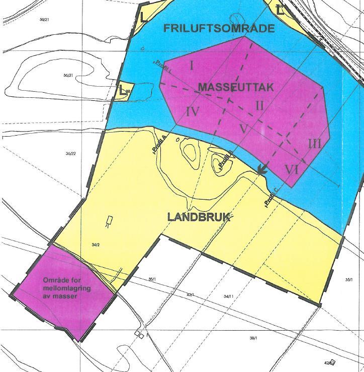 Foreløpig plassering for vannbehandlingsanlegget ligger innenfor areal avsatt til landbruk i reguleringsplanen for Frya.