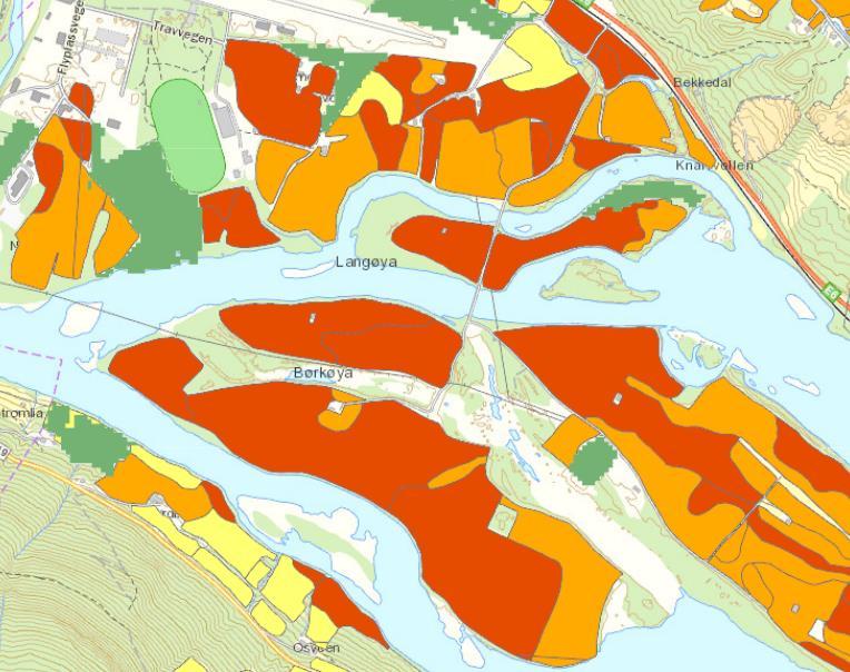 Arealet hvor man foreslår å etablere vannbehandlingsanlegget består i dag hovedsakelig av skog, men det er beskrevet som et delvis dyrkbart areal.