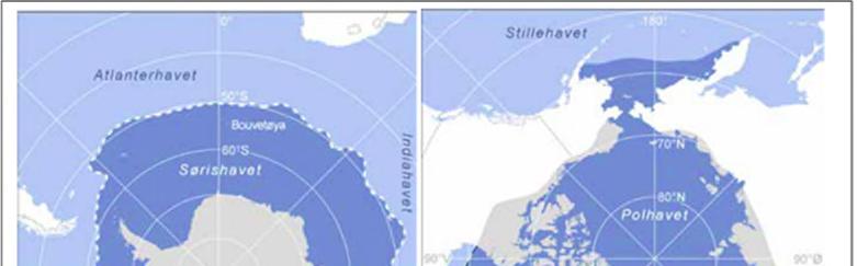 Figur Geografisk avgrensning av de polare områder slik de er definert i policy for norsk polarforskning.
