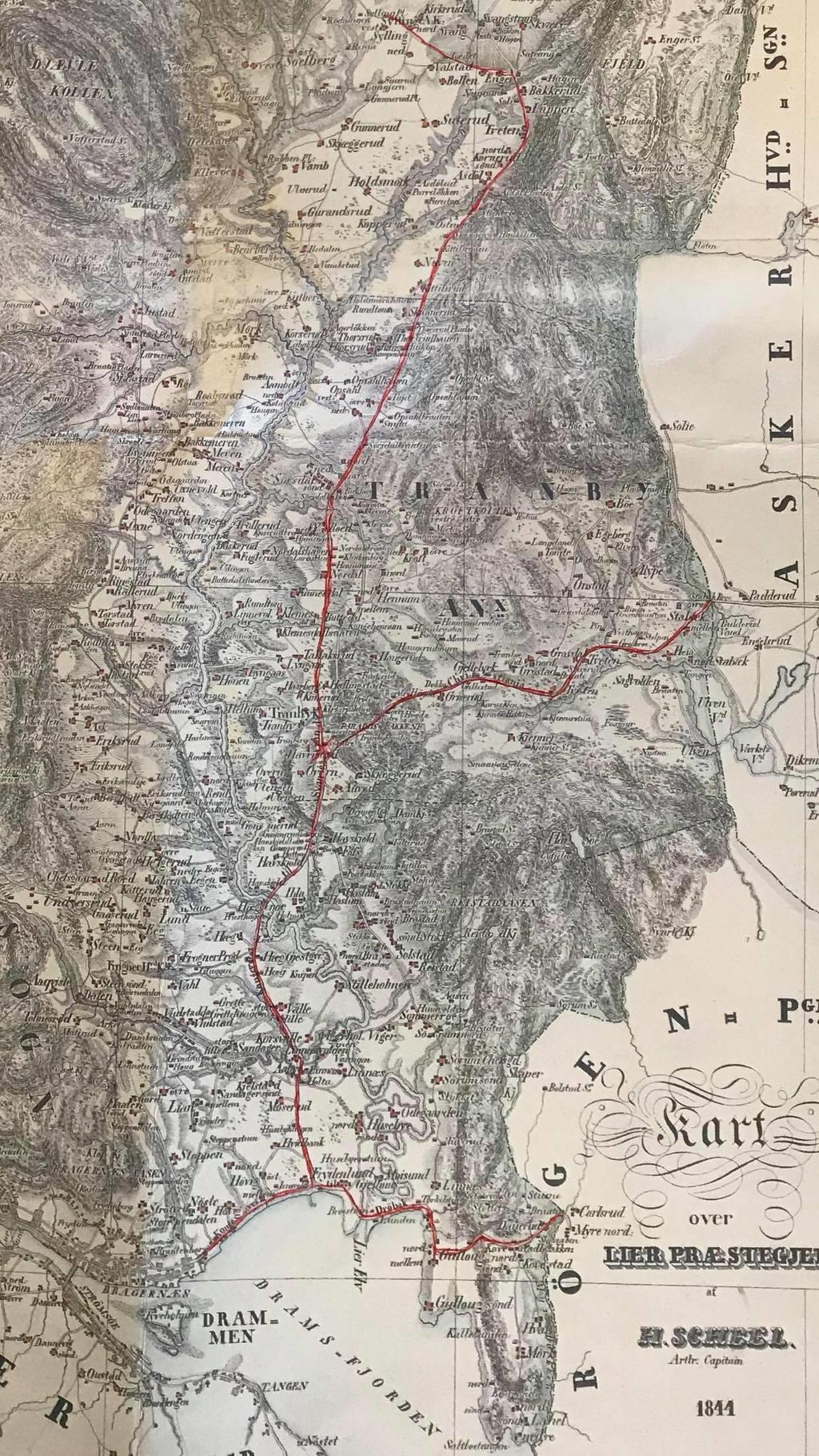 INFRASTRUKTUR Kongeveien (Sølvveien) Bragernes Amtmannsvingen Heg bro Paradisbakkene Lierskogen Asker Christiania