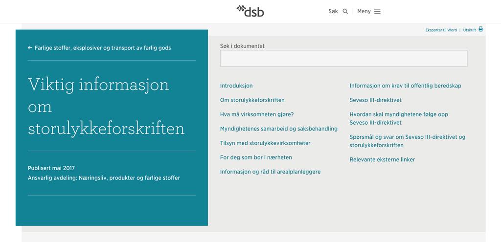 Veiledere til storulykkeforskriften https://www.dsb.
