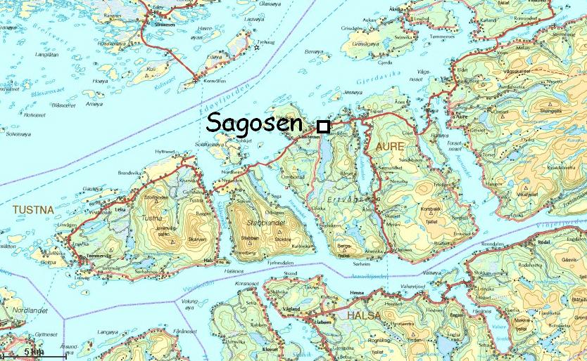 1.4 Geografisk plassering av tiltaket Anlegget ligger i Sagosen ut mot Sagvågen i Aure kommune i Møre og Romsdal fylke ved utløpet fra Vinsterneselva (figur 1).
