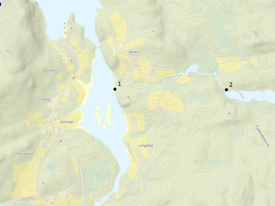 Kart over undersøkt område vises i figur 5.1, med punktbeskrivelse og koordinater i tabell 5.1 Tabell 5.1. Viser koordinater for undersøkt område. UTM-verdiene er oppgitt for UTMsone 32.