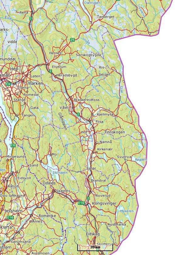 Undersøkt område i Åsnes kommune Undersøkt område i Grue kommune Undersøkt område i Kongsvinger kommune Figur