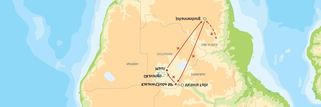 Dagsprogram Dag 1: Norge - Johannesburg (Sør-Afrika) Reisen starter med flyturen mot Johannesburg og flyplassen OR Tambo, en av de største flyplassene i Afrika.