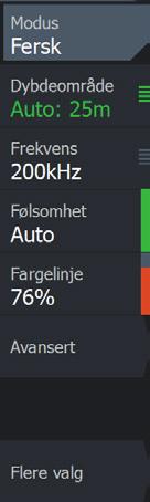 utomatisk følsomhet justerer ekkolodd-ekkoene til optimale nivåer helt automatisk Fargelinjen justerer