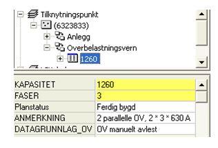 1.2.5 Parallellkobling av Overbelastningsvern Det forekommer at et overbelastningsvern (OV) kan bestå av 2 parallelle vern for eksempel 2 * 3 * 630 A I GeoNIS skal dette registreres som ett