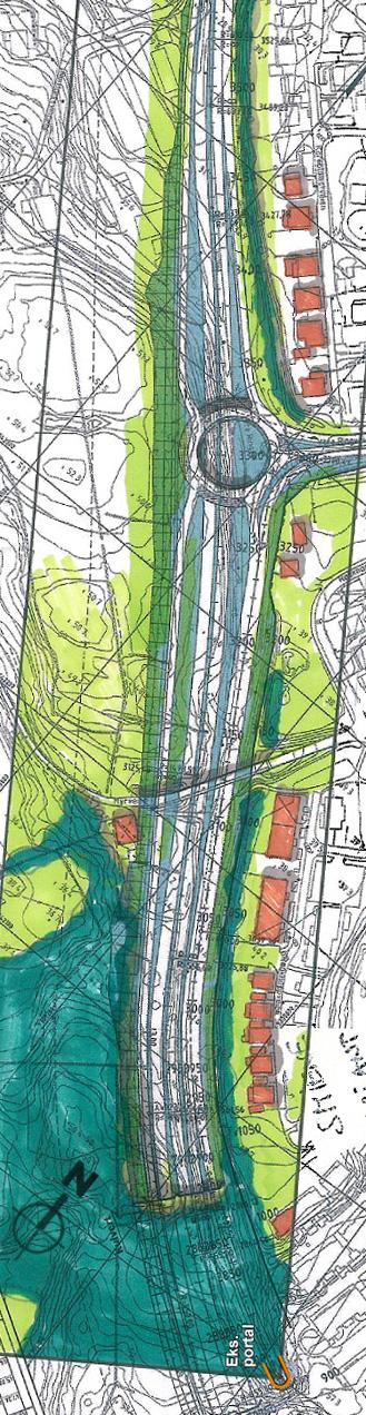 E39Eiganes Nord 3.2.2 Veg Krysset utformes som et ruterkryss med en stor rundkjøring og med ramper ned mot E39.