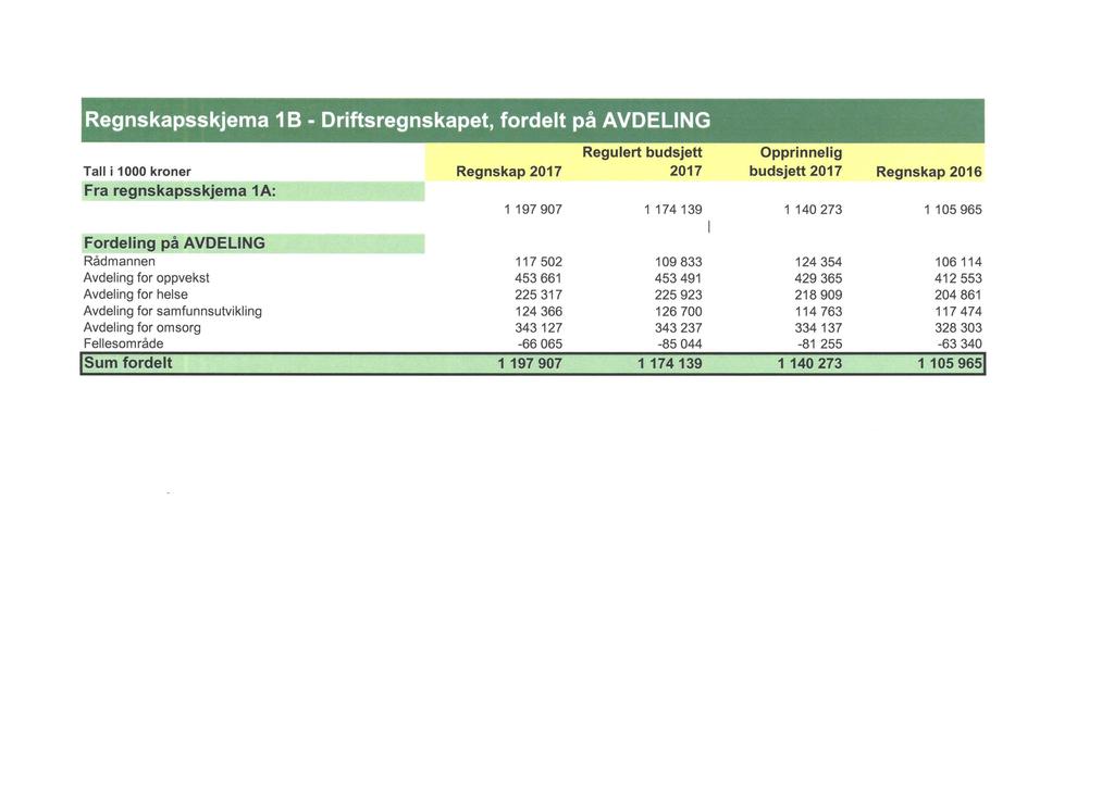 Regnskapsskjema 1 B - Driftsregnskapet, 