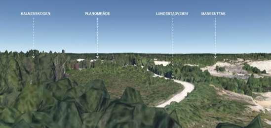 5.5.4 Delområde 3 Nær- og fjernvirkning. Området der skog preger synsbildet. Figur 10. Delområde 3. Kilde: Google Earth.
