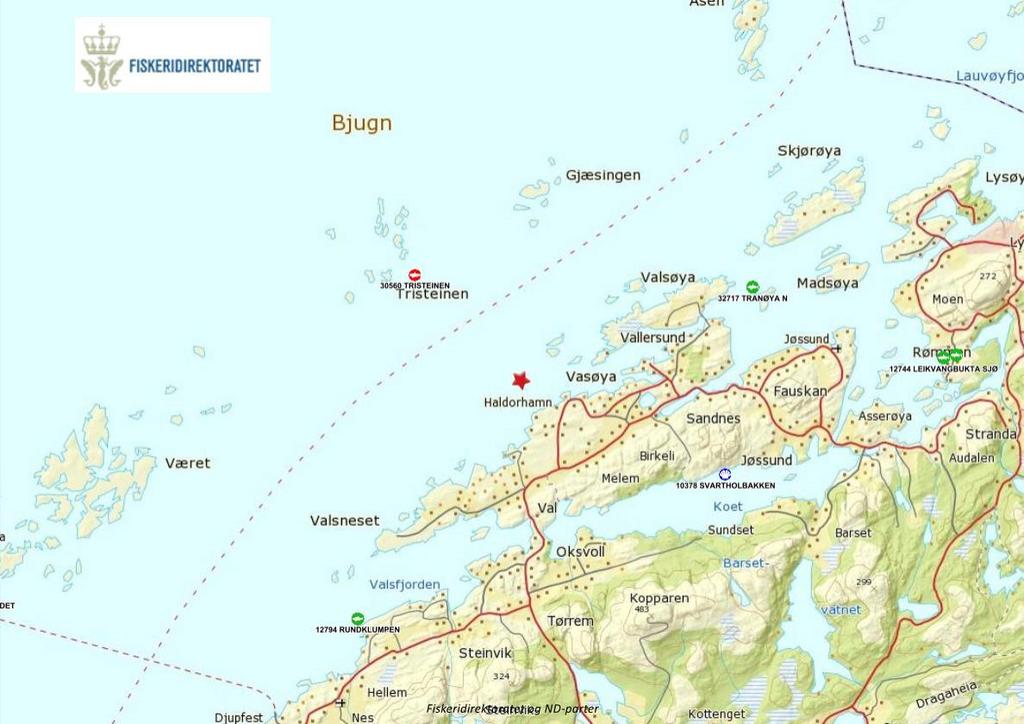 2. Materiale og metode 2.1 Lokalitet Naglen er en holme som ligger i Vallersundet i Bjugn kommune, Sør-Trøndelag (Figur 2.1.1) Anlegget Naglen ønskes plassert nordvest for holmen, i overgangen mellom Vallersundet og åpnere havområder.