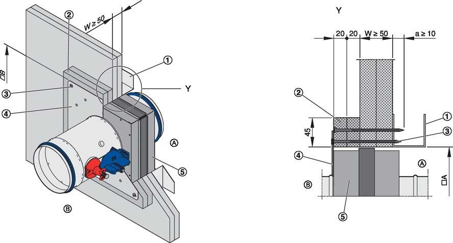 Sjaktvegger > Sjaktvegg uten stålstenderverk 5.9.2.1 Tørr mørtelfri montasje med firkantet montasjesett TQ Fig.