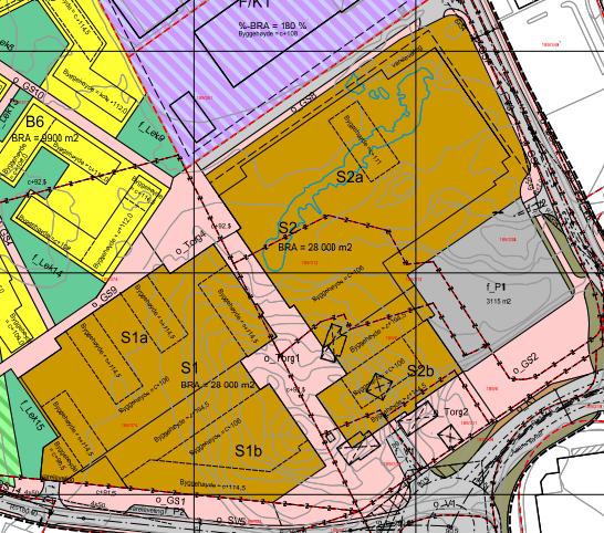 Fig 2:Utsnitt av reguleringsplan vedtatt 23.01.