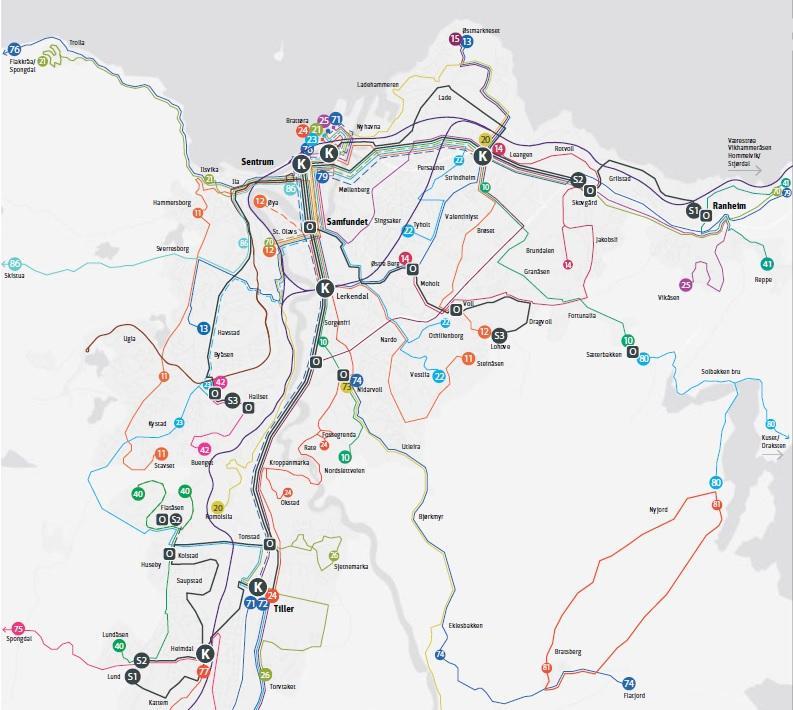 Holdeplasstilgjengelighet Trondheim ATP-beregninger av gangavstander til superbussholdeplasser i dagens