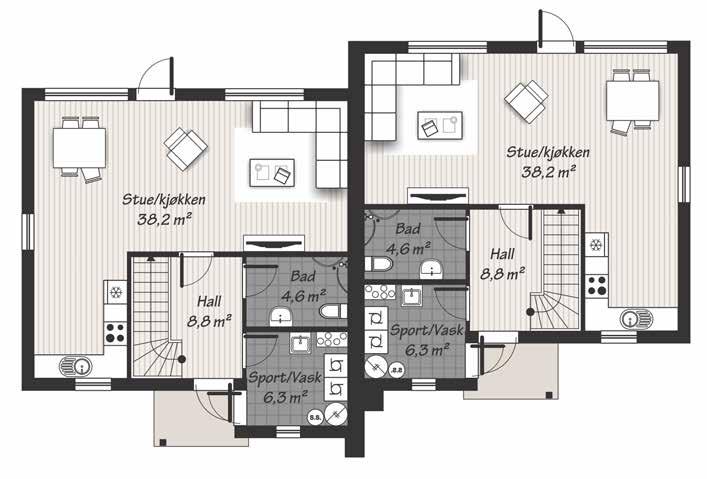 PLANLØSNINGER Hver bolig har en fin og romslig entré med