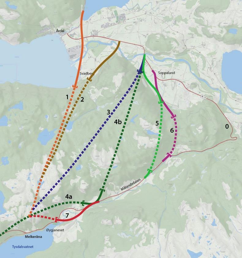 Utvelgelse av alternativer Overordnet vurderinger av: Geologi og plassering av påhugg Anleggsgjennomføring Naturmiljø,