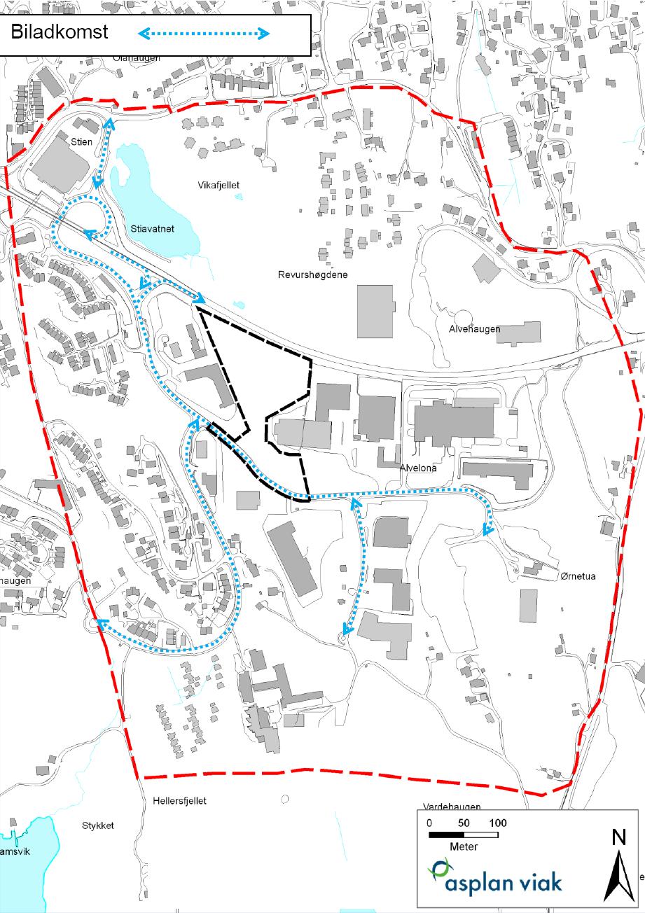 Viktige kommunikasjoner Biladkomst Hovedbiladkomst til analyseområdet området er Rv 555 via Fv 195, Kv. Drotningsvikveien og videre på de Kv. Janaveien og Janaflaten.