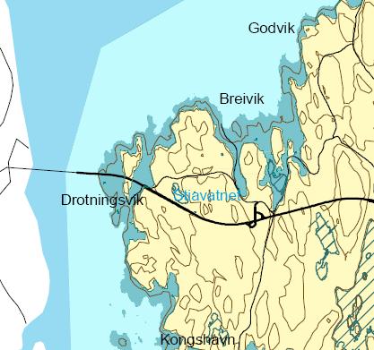 Figur 26: Temakart strandlinje 9800 år før nåtid.