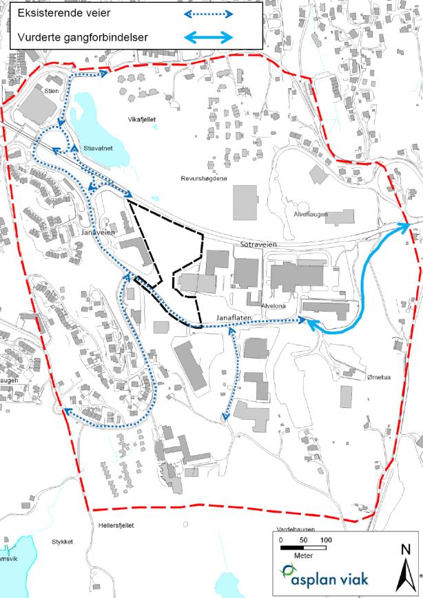 Nye forbindelseslinjer/korridorer Biladkomst Analyseområdet har i dag en rimelig god tilkomst til hovedveinettet like sørøst for Drotningsvik senter, men er i noen tilfeller problematisk for tyngre