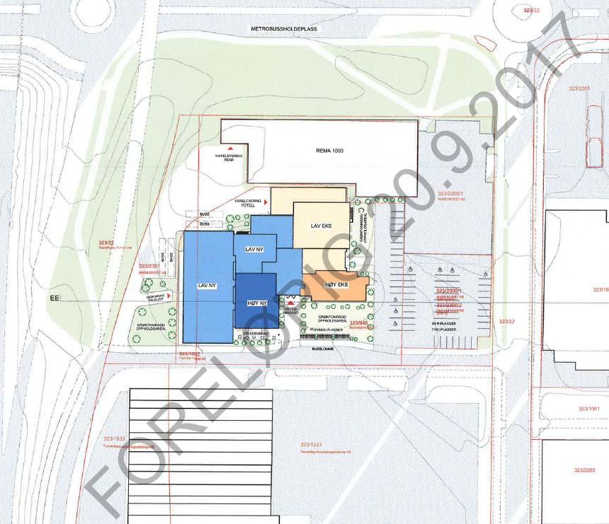 3 Skisserte planer for utbyggingen Aktuell utbygging omfatter som nevnt utvidelse av hotellets konferansedel, samt et nytt høyhus med hotellrom rett vest for eksisterende høyhus.