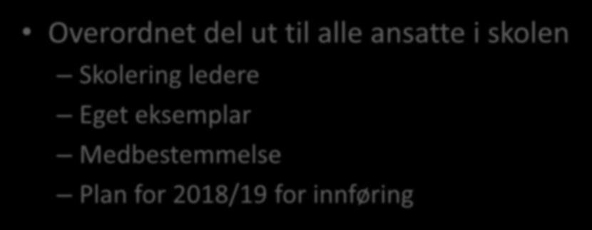 Plan for 2018/19 for innføring «Det er avgjørende for