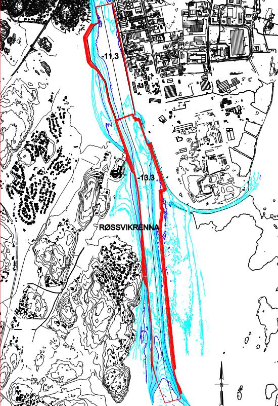 Figur 2. Oversiktskart som viser avgrensningen til tiltaket i Borg Havn i Fuglevikbukta og Røssvikrenna som til sammen utgjør delprosjektet Borg 1.