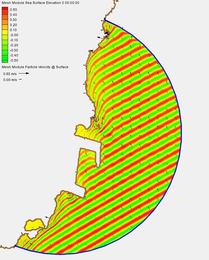 Figur 17 Vindbølger fra retning 150 inn