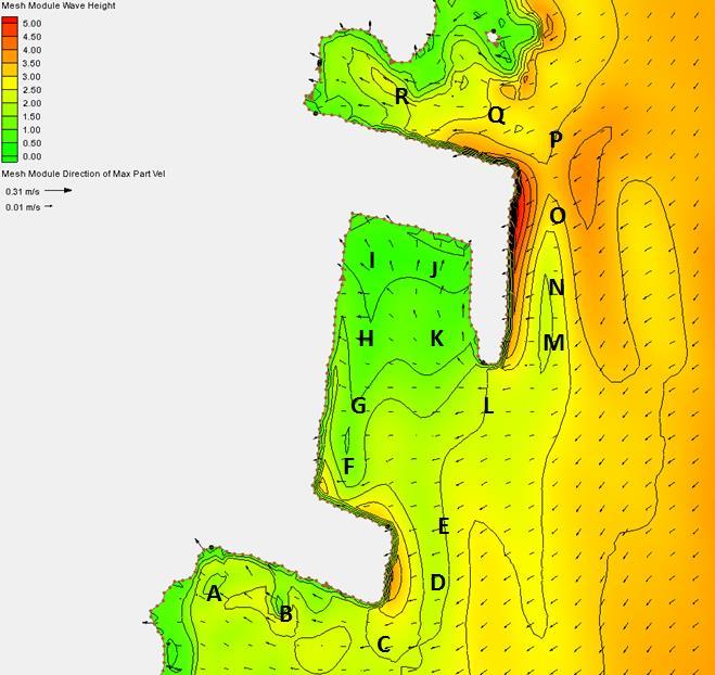 Figur 18 Punkter der bølgehøyden er hentet for videre analyser.