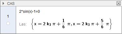 I CAS bruker vi listeparenteser og legger inn likningen sammen med intervallet vi søker løsninger i.