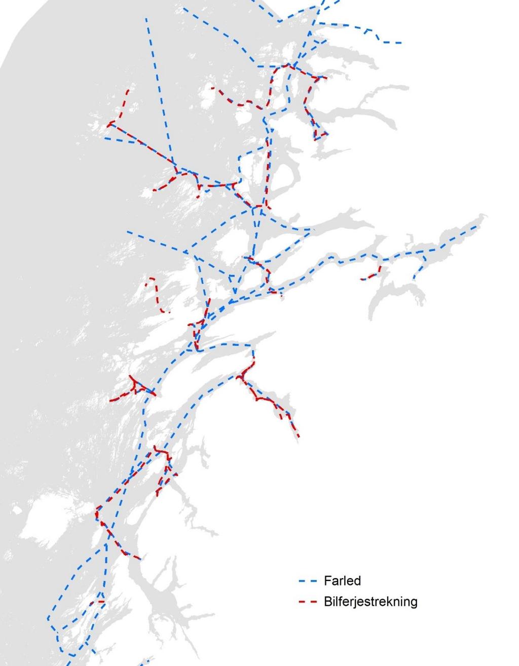 Ambulanseplan 205-2025 Figur 9: Farleder og fergestrekninger fra