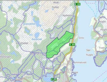 Friluftsområde Vadelva - Grov Friluftsområde vist til venstre, og verdi i tabell over.