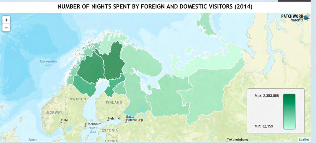 Antall gjestedøgn Turistene oppholder seg på Solovki gjennomsnittlig i tre til syv dager. Turistene som har en eller to overnattinger konsentrerer seg om å oppleve klosteret.