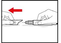 Trinn 11. Håndtering av brukt nål og oppbevaring av Genotropin Pen 12 Dra nåleskjuleren av pennen.