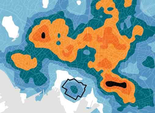 minimum 30% bør være gate for å sikre konnektivitet og urbanitet 2. Høy tetthet - minimum 15 mennesker/ dekar 3.