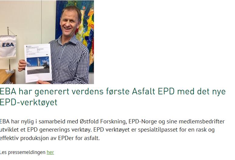 Formidling - Pressemeldinger EPD-Norge, som del av utarbeidet kommunikasjonsplan, lager og distribuerer en rekke relevante pressemeldinger.