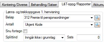 grunnlag settes til grunnlag 25 (ifølge systemparameter) Fane for Kontering/Diverse 4 Kontering, Konteringskode.