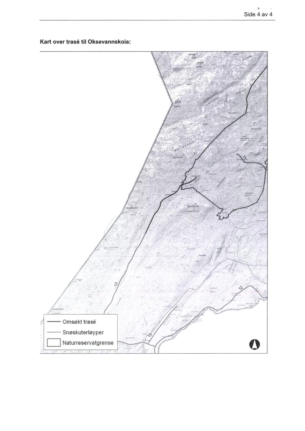 Side 4 av Kart over trase til Oksevannskoia:.