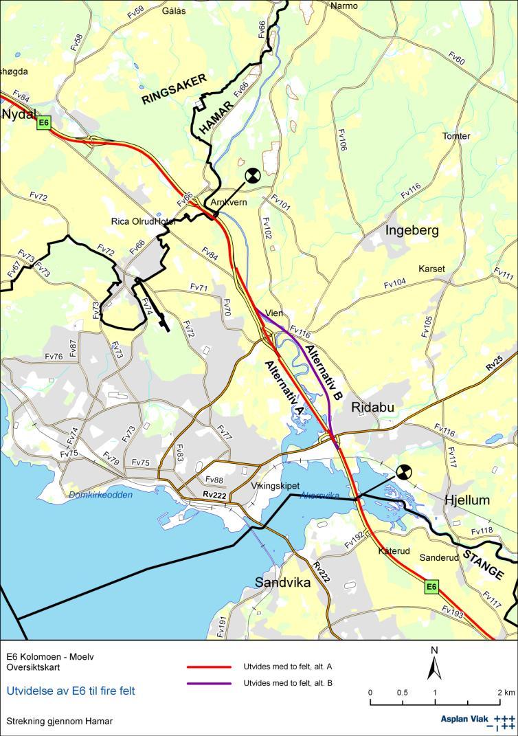 Eksisterende konstruksjoner forutsettes forlenget for å tilfredsstille en bredde på en ny firefelts E6.