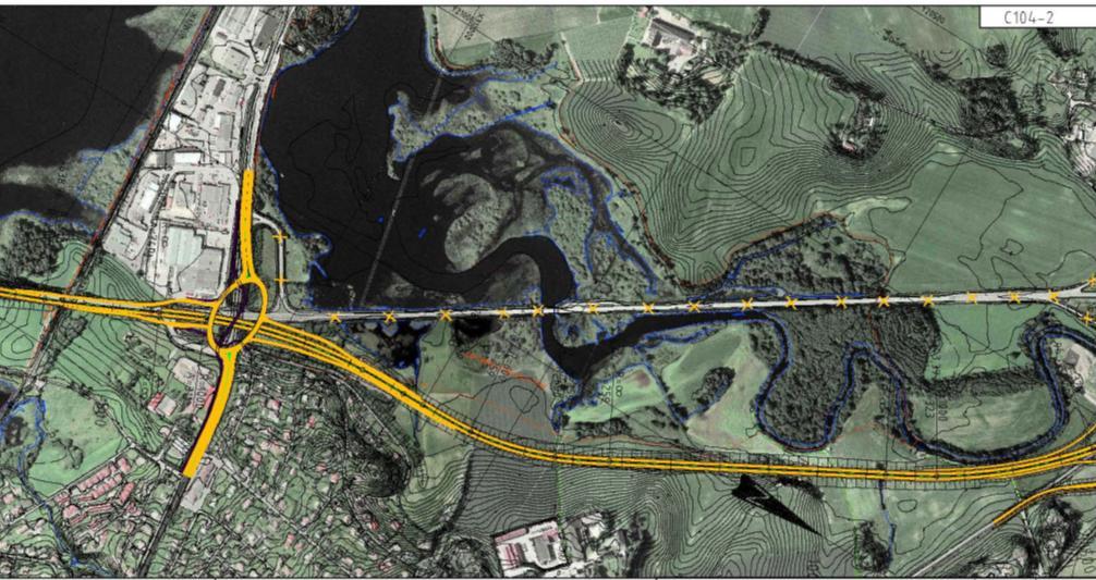 Figur 7: Alternativ B nord for Åkersvika vegkryss Nord for Vienkrysset til Arnkvern Mellom Vienkrysset Arnkvern