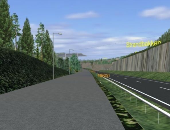 I høyrekurven sør for Skarpsnotunnelen endrer beliggenheten av de to nye feltene side. Nytt tunnelløp for de to nye feltene legges øst for eksisterende Skarpsnotunnel for nordgående trafikk.
