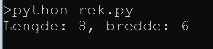 eksempel på str metode class Rektangel : def init (self, len, bredde) : self._lengde = len self._bredde = bredde def str (self) : penstreng = "Lengde: " + self._lengde + \ ", bredde: " + self.