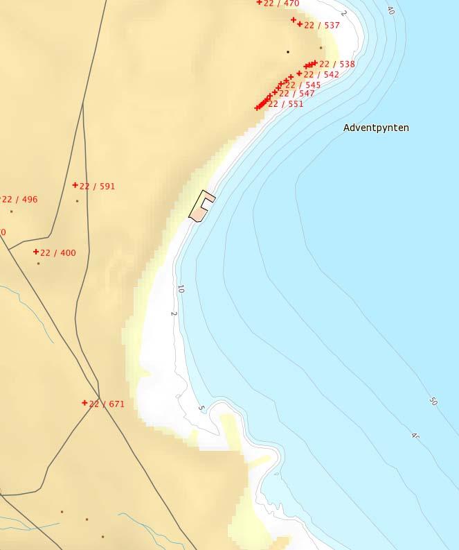 Hotellneset Longyearbyen Områdestabilitet multiconsult.no Området på land er tilnærmet flatt nærmest sjøen og stiger deretter slakt av innover land.